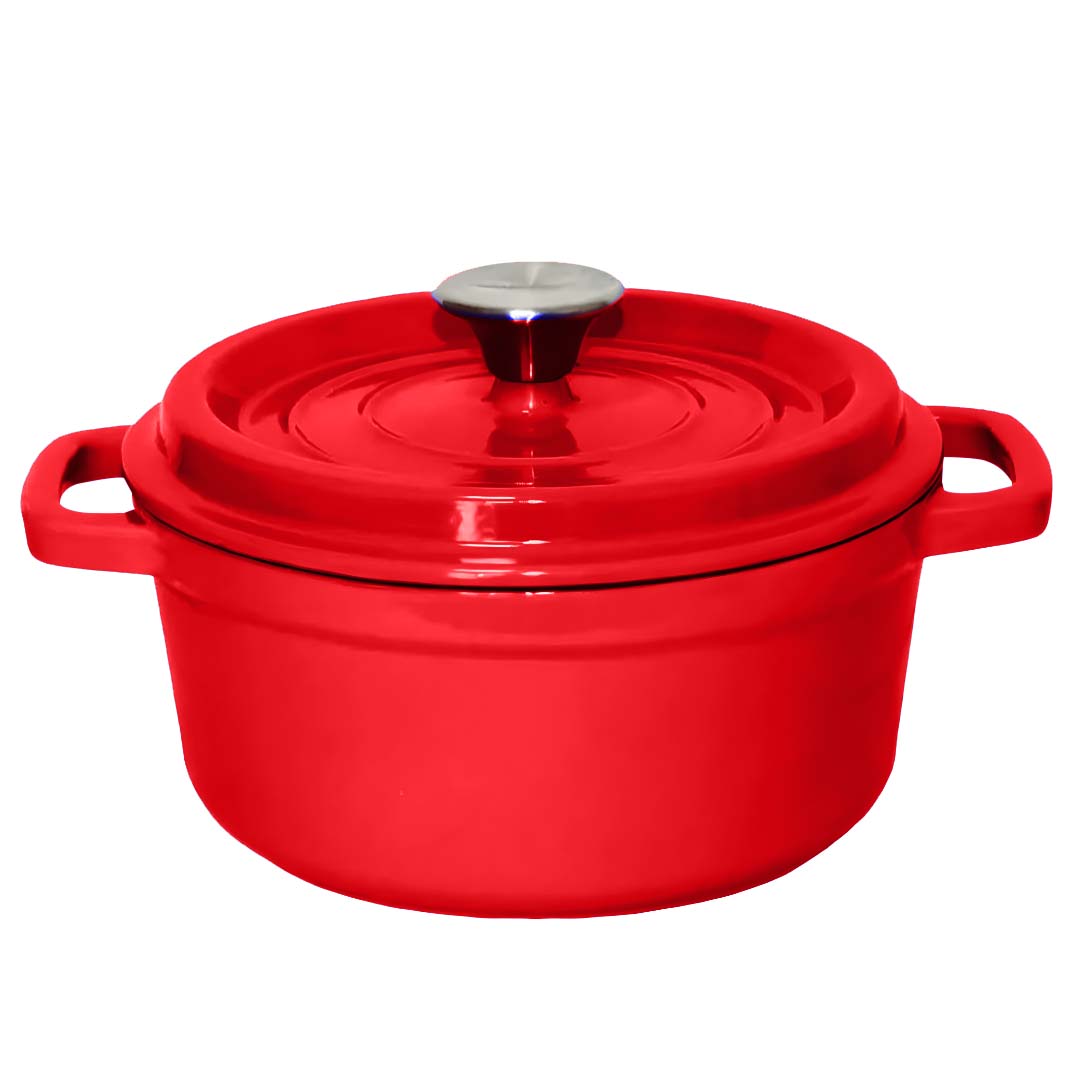 SOGA Cast Iron 26cm Enamel Porcelain Stewpot Casserole Stew Cooking Pot With Lid 5L Red • LUZ-Stewpot26cmRed