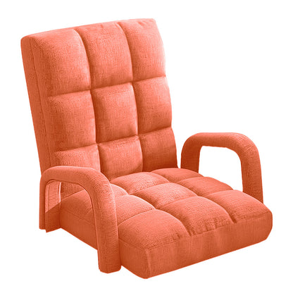 SOGA Foldable Lounge Cushion Adjustable Floor Lazy Recliner Chair with Armrest Orange • LUZ-LoungeArmOrange