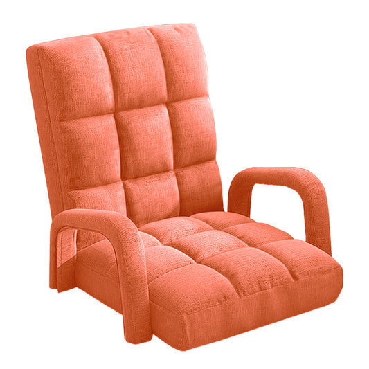 SOGA Foldable Lounge Cushion Adjustable Floor Lazy Recliner Chair with Armrest Orange • LUZ-LoungeArmOrange