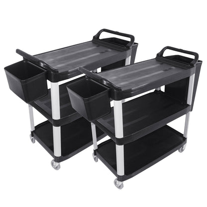 SOGA 2X 3 Tier Food Trolley Food Waste Cart w/ 2 Bin Food Utility Kitchen Large • LUZ-FoodCartRubbishWithWasteBinsLX2