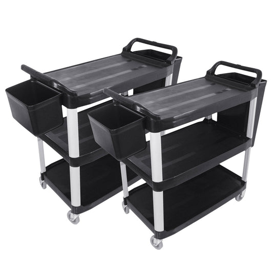SOGA 2X 3 Tier Food Trolley Food Waste Cart w/ 2 Bin Food Utility Kitchen Large • LUZ-FoodCartRubbishWithWasteBinsLX2