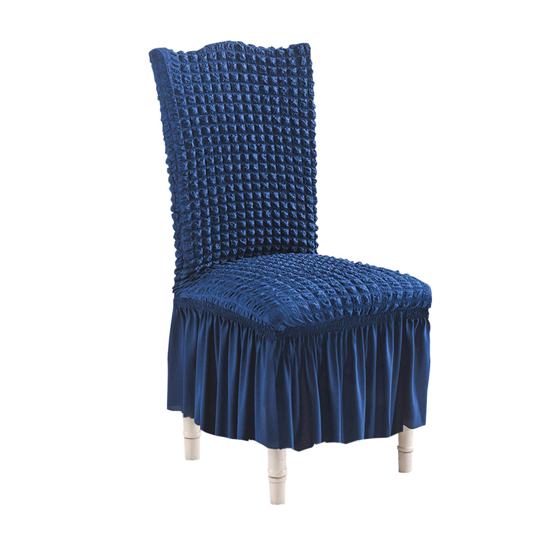 SOGA Blue Chair Cover Seat Protector with Ruffle Skirt Stretch Slipcover Wedding Party Home Decor • LUZ-Chaircov22B