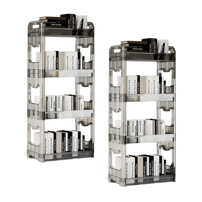 SOGA 2X 38x24cm Clear 4 Tier Bookshelf & Cosmetic Storage Organizer Trolley Rack • LUZ-BookSheClear5X2