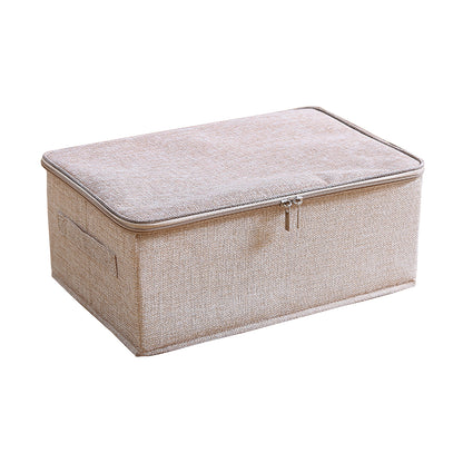 SOGA Beige Small Portable Double Zipper Storage Box Moisture Proof Clothes Basket Foldable Home Organiser • LUZ-SBox023