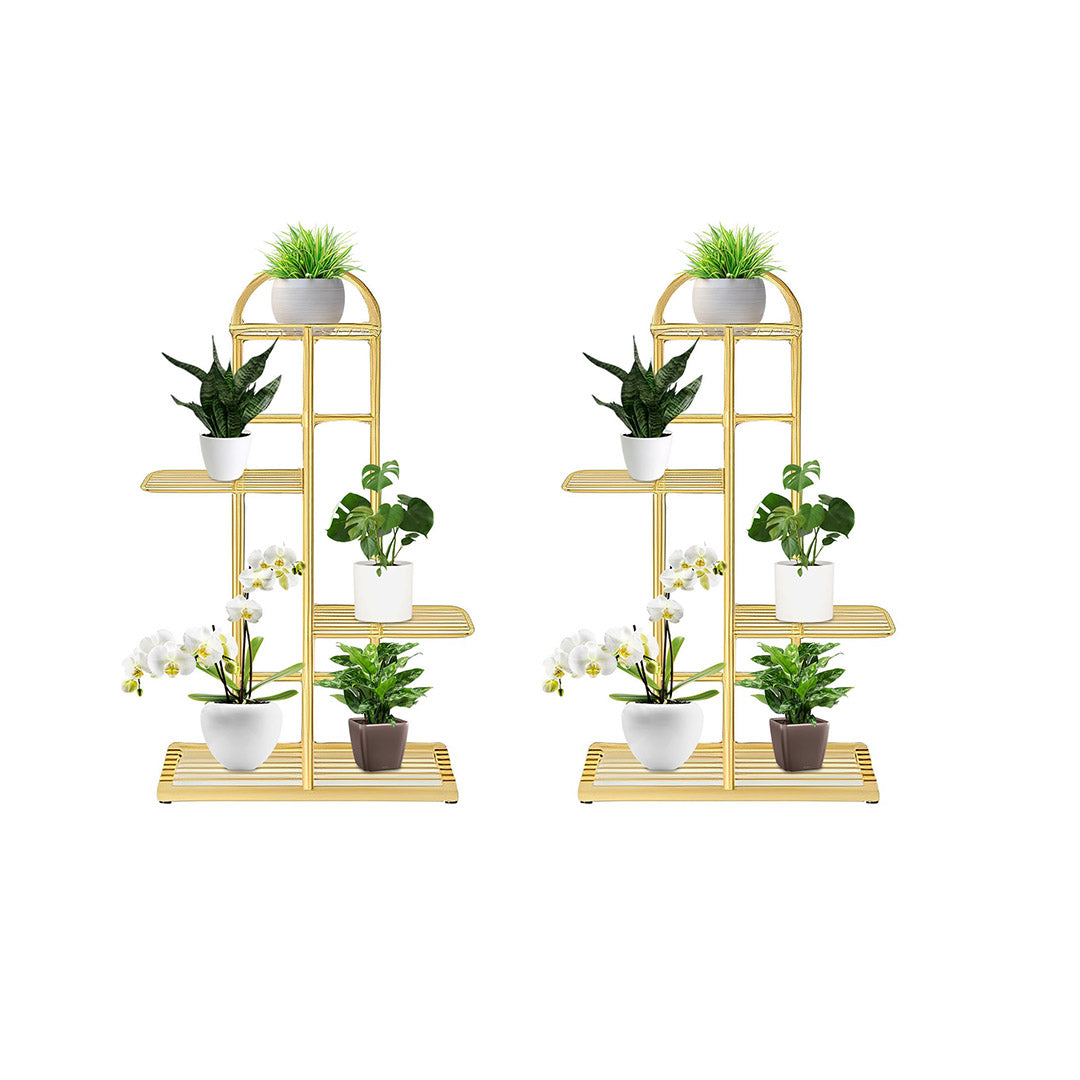 SOGA 2X 4 Tier 5 Pots Gold Metal Plant Stand Flowerpot Display Shelf Rack Indoor Home Office Decor • LUZ-FPotH12X2