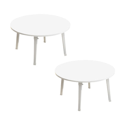 SOGA 2X White Portable Floor Table Small Round Space-Saving Mini Desk Home Decor • LUZ-FloorTable506X2