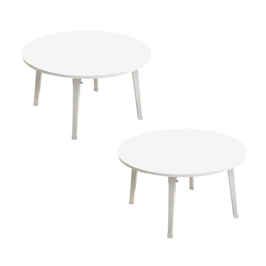 SOGA 2X White Portable Floor Table Small Round Space-Saving Mini Desk Home Decor • LUZ-FloorTable506X2