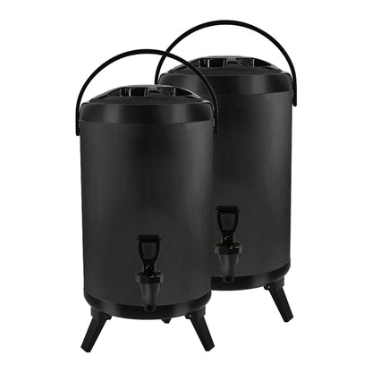 SOGA 2X 18L Stainless Steel Insulated Milk Tea Barrel Hot and Cold Beverage Dispenser Container with Faucet Black • LUZ-VICDispenser18LBLKX2
