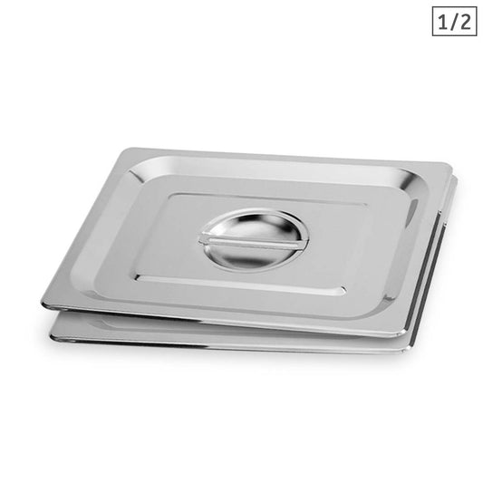 SOGA 2X Gastronorm GN Pan Lid Full Size 1/2 Stainless Steel Tray Top Cover • LUZ-GP5502-JLID2F-X2