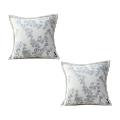 SOGA 2X 45cm Throw Pillow Cream White Wide Border with Branch and Pine Needle Design Pattern Home Decor • LUZ-FrenchCushion306X2