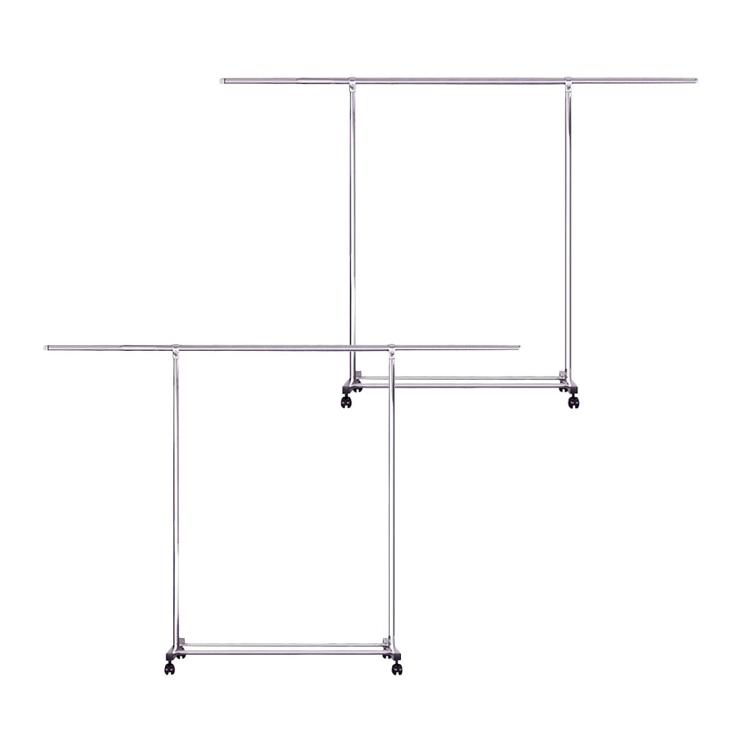 SOGA 2X  240cm Stainless Steel Floor-Standing Clothes Rack - Durable and Space-Saving Laundry Organizer • LUZ-BSXG2524X2