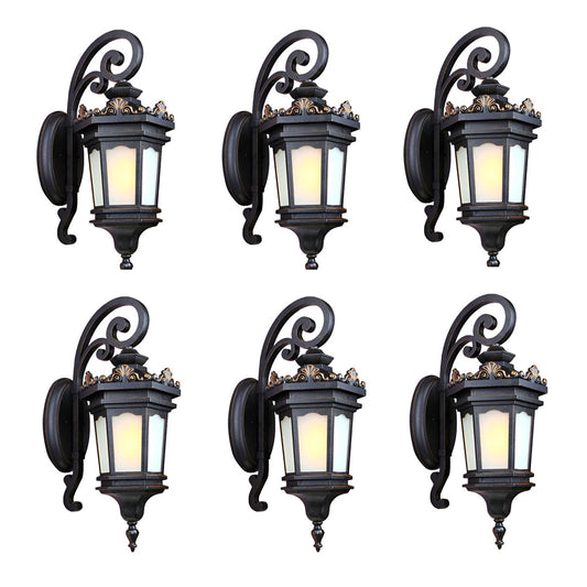 Vintage Lantern 6X 62cm Wall Light Elegant Aluminum & Glass Design Classic Outdoor Lighting Rustic Vintage Style • LUZ-Lamp320M2X6