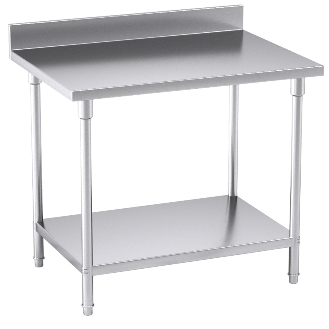 SOGA Commercial Catering Kitchen Stainless Steel Prep Work Bench Table with Back-splash 100*70*85cm • LUZ-WorkBenchSS2002100CM