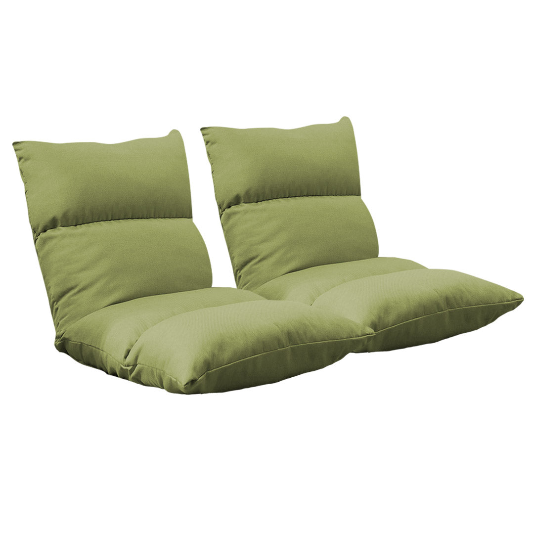 SOGA 2X Lounge Floor Recliner Adjustable Lazy Sofa Bed Folding Game Chair Yellow Green • LUZ-LoungeFabricYellowX2