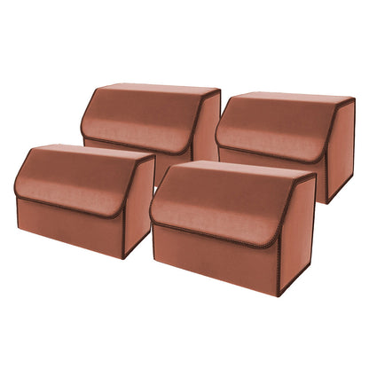 SOGA 4X Leather Car Boot Collapsible Foldable Trunk Cargo Organizer Portable Storage Box Coffee Medium • LUZ-StorageCOFMedX4