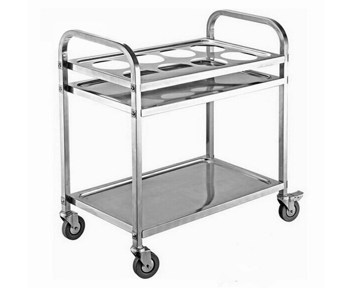 SOGA 2 Tier Stainless Steel 8 Compartment Kitchen Seasoning Car Service Trolley Condiment Holder Cart Spice Bowl • LUZ-FoodCart1209
