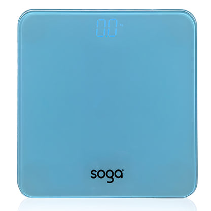 SOGA 180kg Digital Fitness Weight Bathroom Gym Body Glass LCD Electronic Scales Blue LUZ-BodyWeightScaleBlue