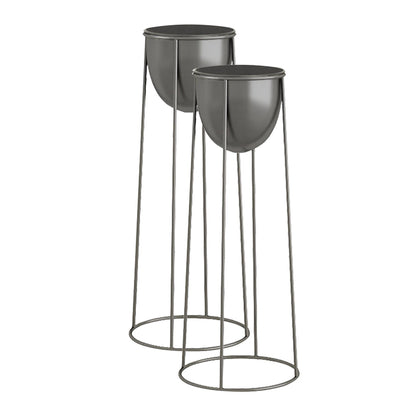 SOGA 2X 50cm Round Wire Metal Flower Pot Stand with Black Flowerpot Holder Rack Display • LUZ-FPotH52RoundBLKX2