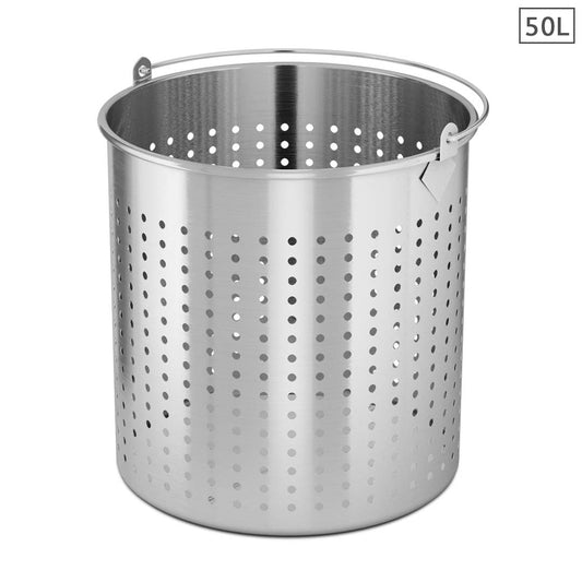 SOGA 50L 18/10 Stainless Steel Perforated Stockpot Basket Pasta Strainer with Handle • LUZ-PastaInsert3904