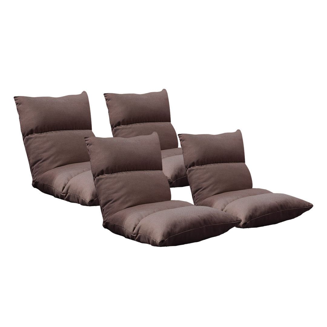 SOGA 4X Lounge Floor Recliner Adjustable Lazy Sofa Bed Folding Game Chair Coffee • LUZ-LoungeFabricCoffeeX4
