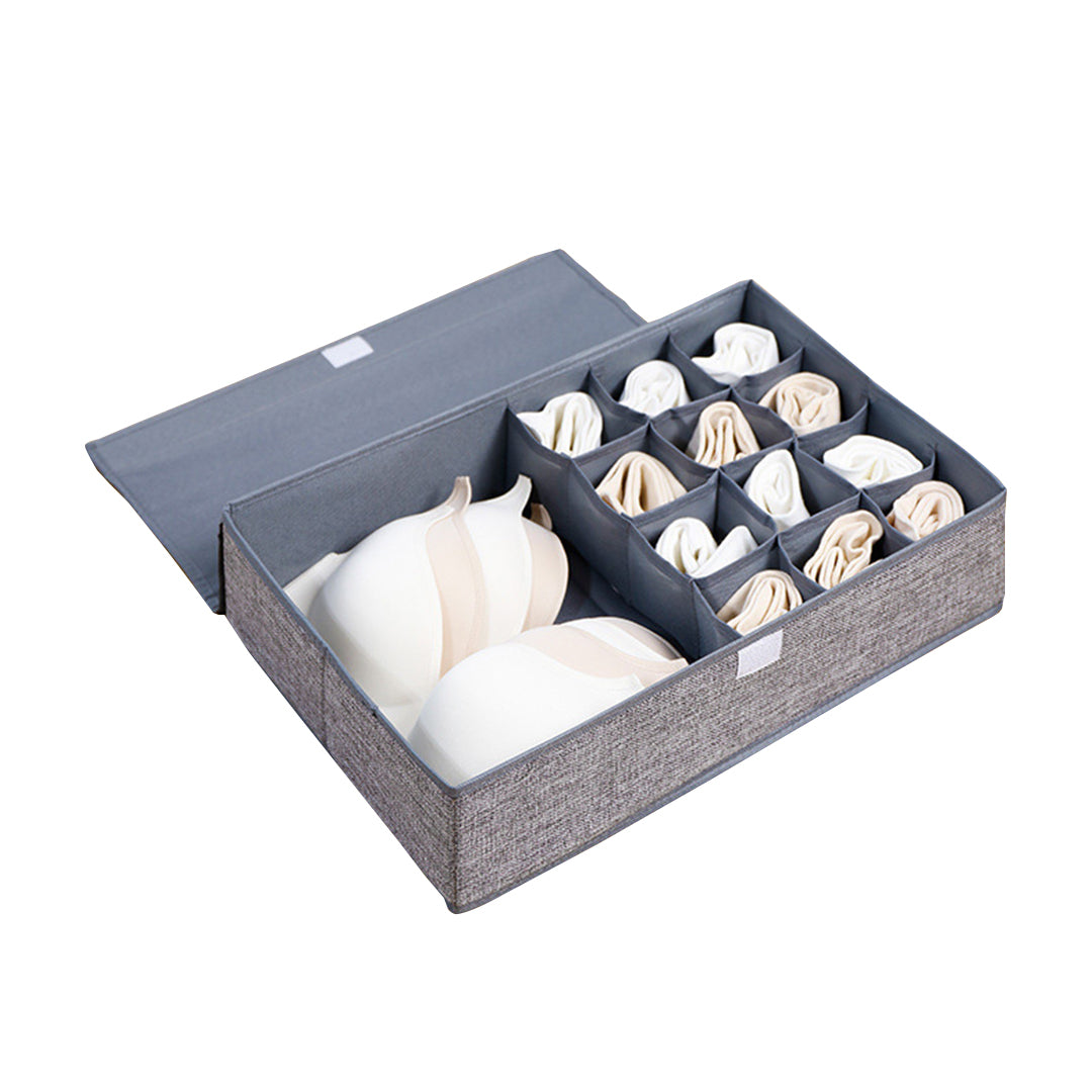 SOGA Grey Flip Top Underwear Storage Box Foldable Wardrobe Partition Drawer Home Organiser • LUZ-SBox031