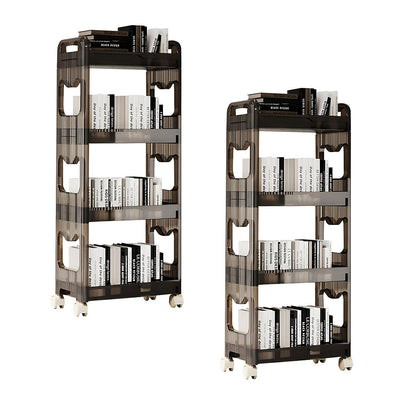 SOGA 2X 38x24 Black 4 Tier Bookshelf & Cosmetic Storage Organizer Trolley Rack • LUZ-BookSheDark6X2