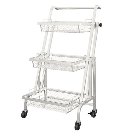 SOGA 3 Tier Steel White Adjustable Kitchen Cart Multi-Functional Shelves Portable Storage Organizer with Wheels • LUZ-KitchenXY033
