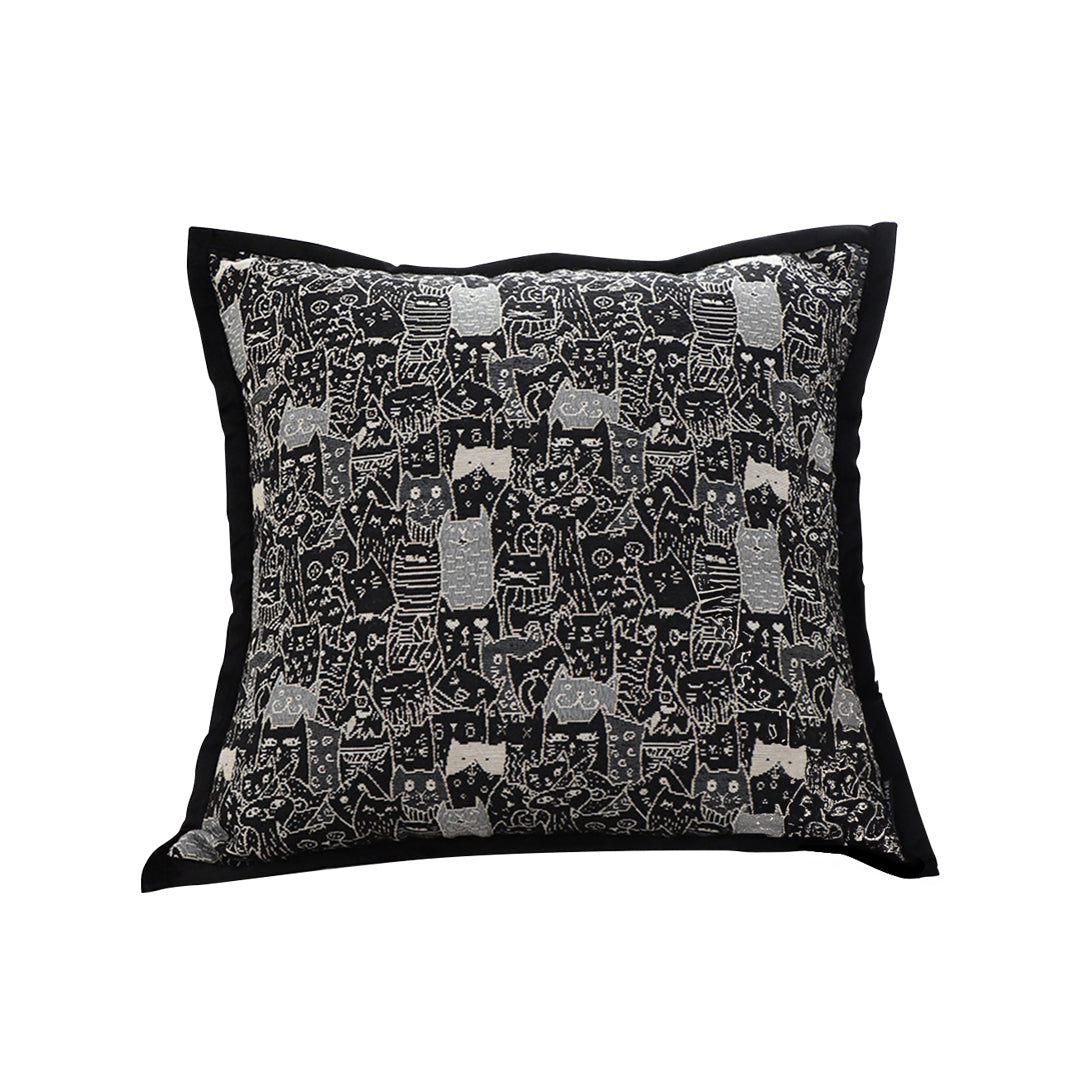 SOGA 45cm Throw Pillow Black Cat Paradise Wide Border Decorative Cushion for Living Room • LUZ-FrenchCushion293