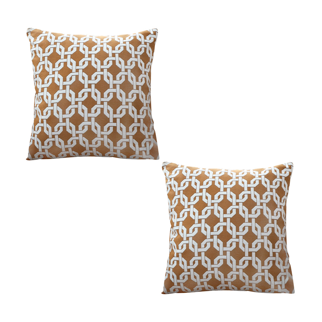 SOGA 2X 50cm Brown Checkered Chain Jacquard Square Pillow Decorative Cushion for Home Decor • LUZ-FrenchCushion334X2