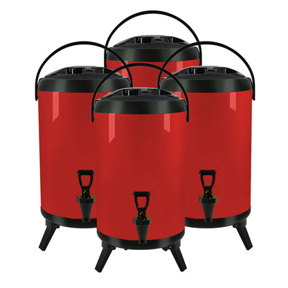 SOGA 4X 18L Stainless Steel Insulated Milk Tea Barrel Hot and Cold Beverage Dispenser Container with Faucet Red • LUZ-VICDispenser18LREDX4