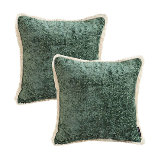SOGA 2X 45cm Jade Green Home aesthetic chenille texture tassel square Throw Pillow • LUZ-FrenchCushion244X2