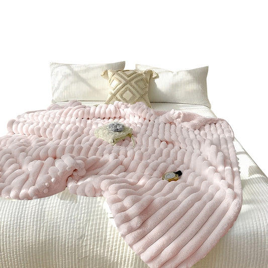 SOGA 150x200cm Throw Blanket Bean Paste Pink Premium Milk Velvet Luxuriously Soft Cozy Bedding • LUZ-BlanketFur350