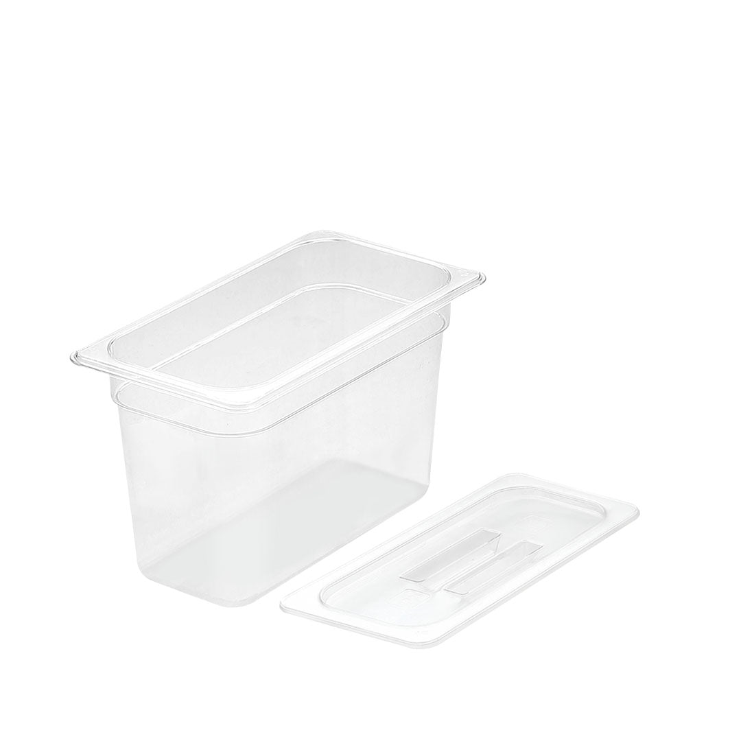 SOGA 200mm Clear Gastronorm GN Pan 1/3 Food Tray Storage with Lid • LUZ-VICPans1424wLidX1