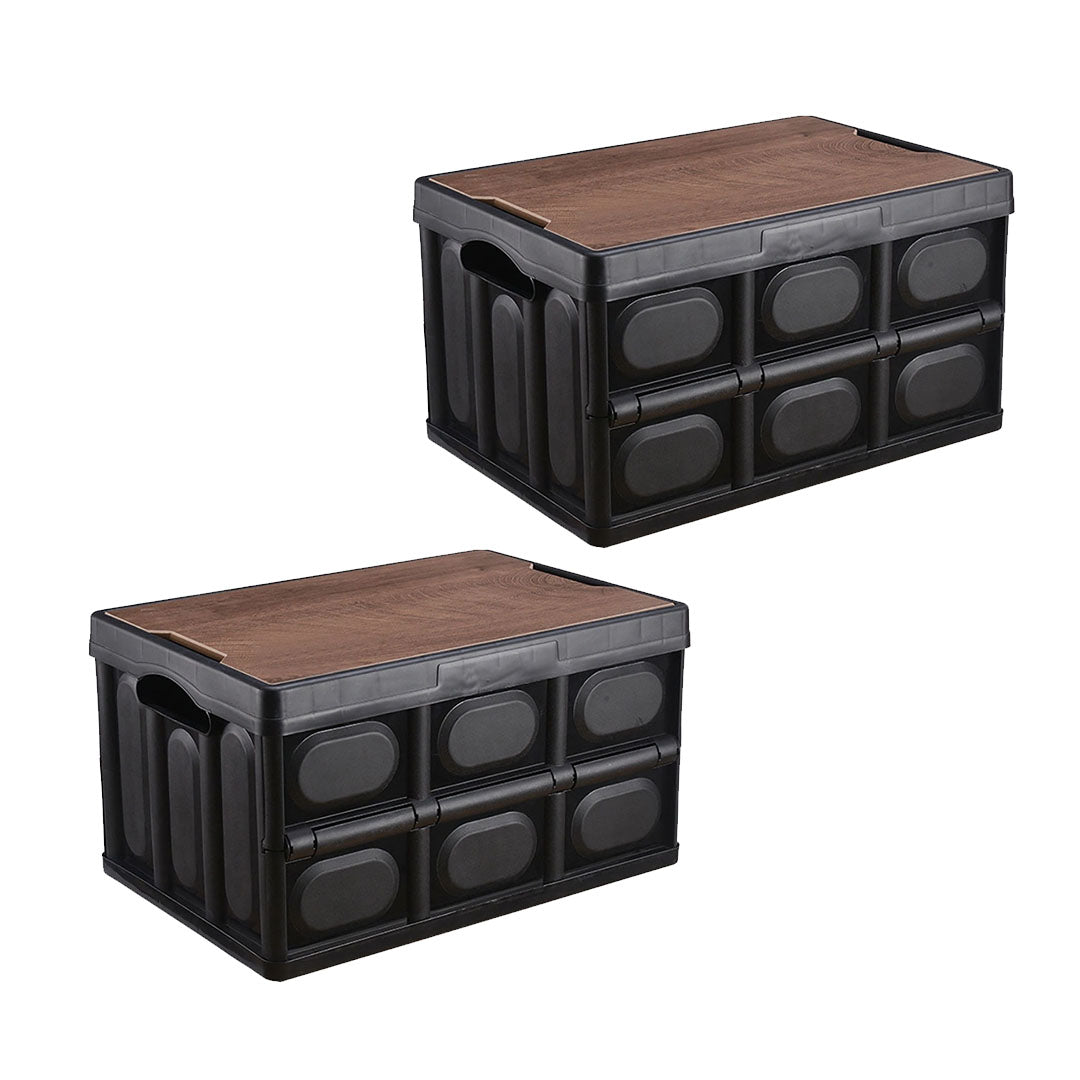 SOGA 2X 34.5x22cm 18L Black Car & Camping Foldable Storage Box Crate Stackable Container No Handle • LUZ-StorageBox3701X2