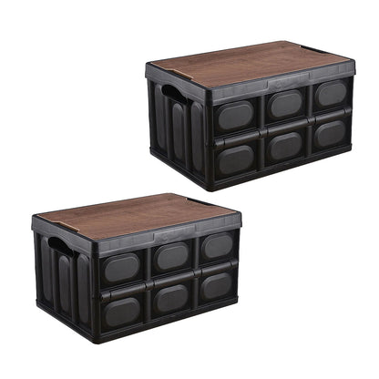 SOGA 2X 34.5x22cm 18L Black Car & Camping Foldable Storage Box Crate Stackable Container No Handle • LUZ-StorageBox3701X2