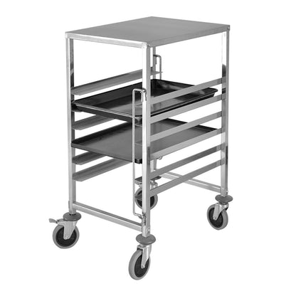 SOGA Gastronorm Trolley 7 Tier Stainless Steel Bakery Trolley Suits 60cmx40cm Tray with Working Surface • LUZ-GastronormRackingTrolley1318