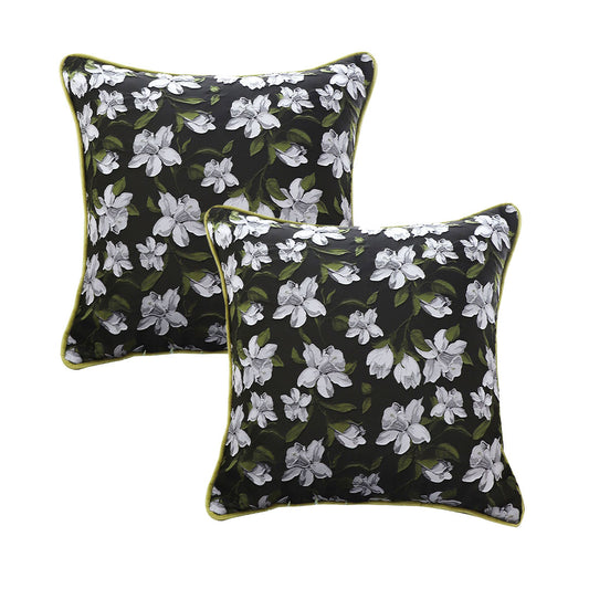 SOGA 2X 45cm Subtle Foliage Green Pillow Subtle Orchid Blossom Square Throw Pillow • LUZ-FrenchCushion256X2