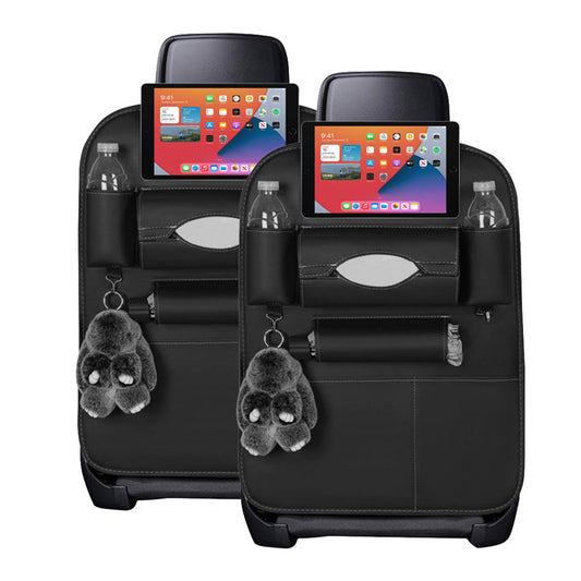 SOGA 2X  PVC Leather Car Back Seat Storage Bag Multi-Pocket Organizer Backseat and iPad Mini Holder Black • LUZ-CarStorage1SeatBagBLKX2