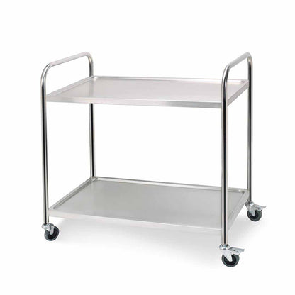 SOGA 2 Tier 86x54x94cm Stainless Steel Kitchen Dinning Food Cart Trolley Utility Round Large • LUZ-FoodCart1104
