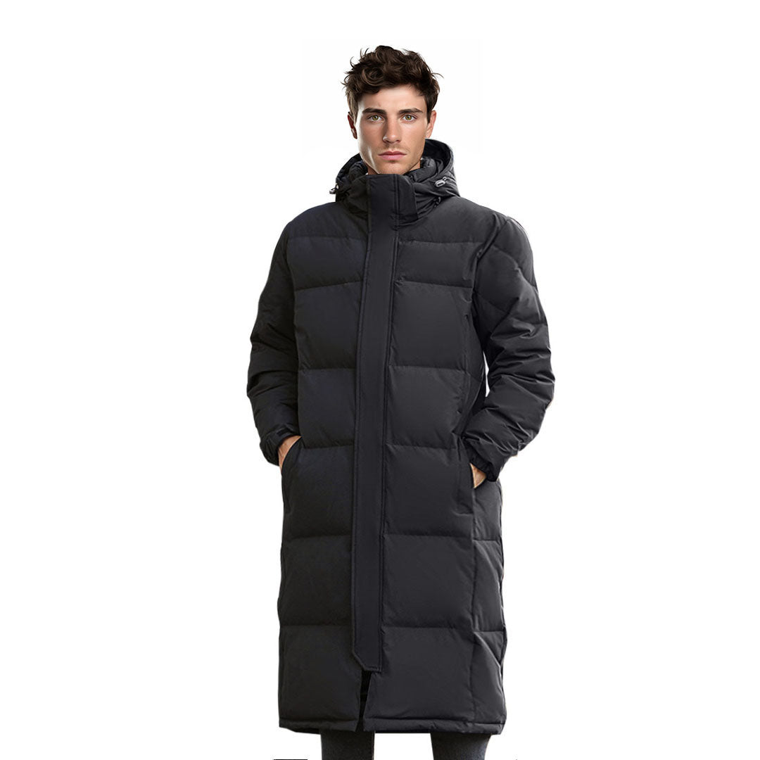 abbee Black XL Winter Hooded Overcoat Long Jacket Stylish Lightweight Quilted Warm Puffer Coat • LUZ-DJ-659F