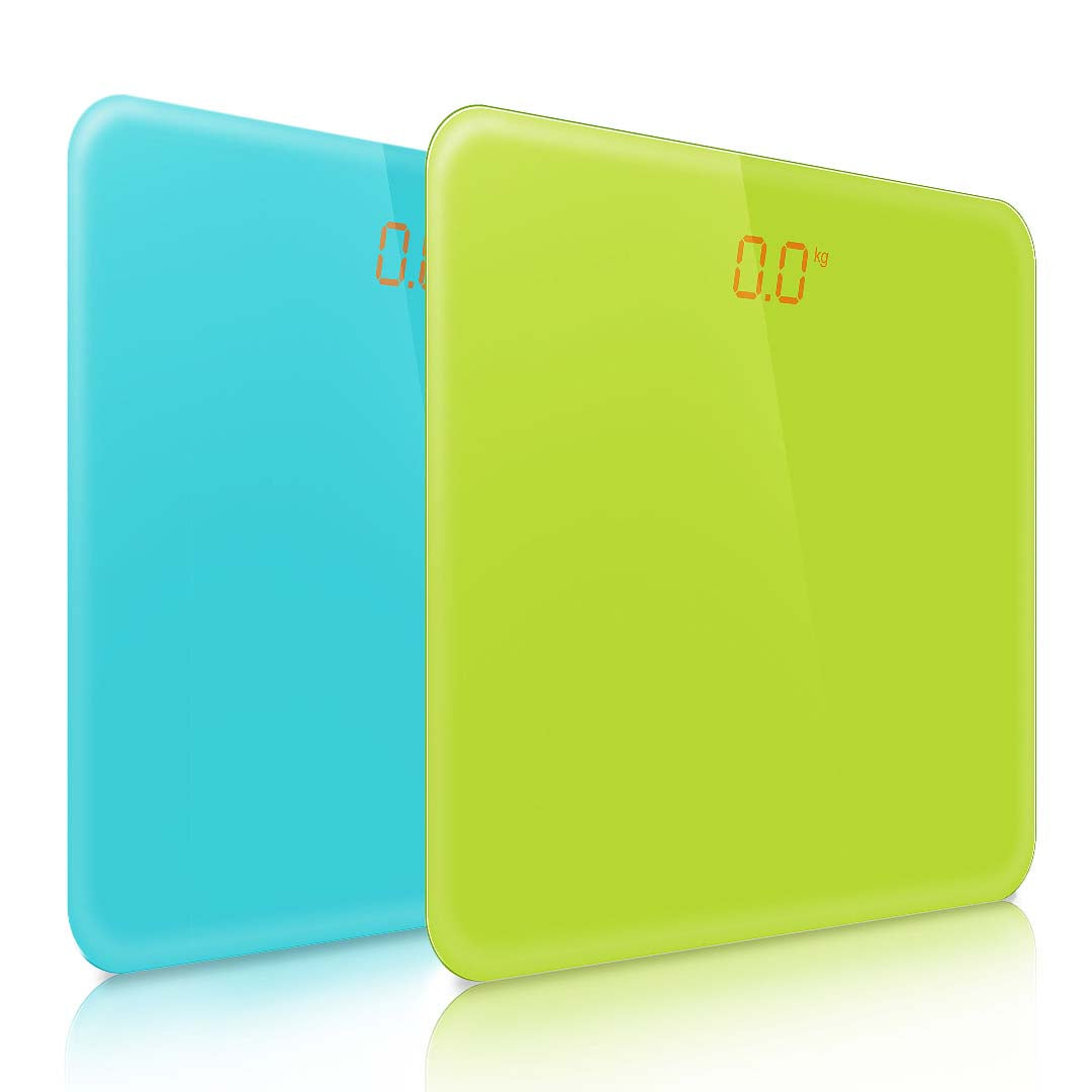 SOGA 2X 180kg Digital Fitness Weight Bathroom Gym Body Glass LCD Electronic Scales Green/Blue • LUZ-BodyWeightScaleGRN-BLU