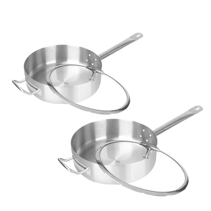 SOGA 2X 32cm Stainless Steel Saucepan Sauce pan with Glass Lid and Helper Handle Triple Ply Base Cookware • LUZ-SaucePanSS423232CMX2