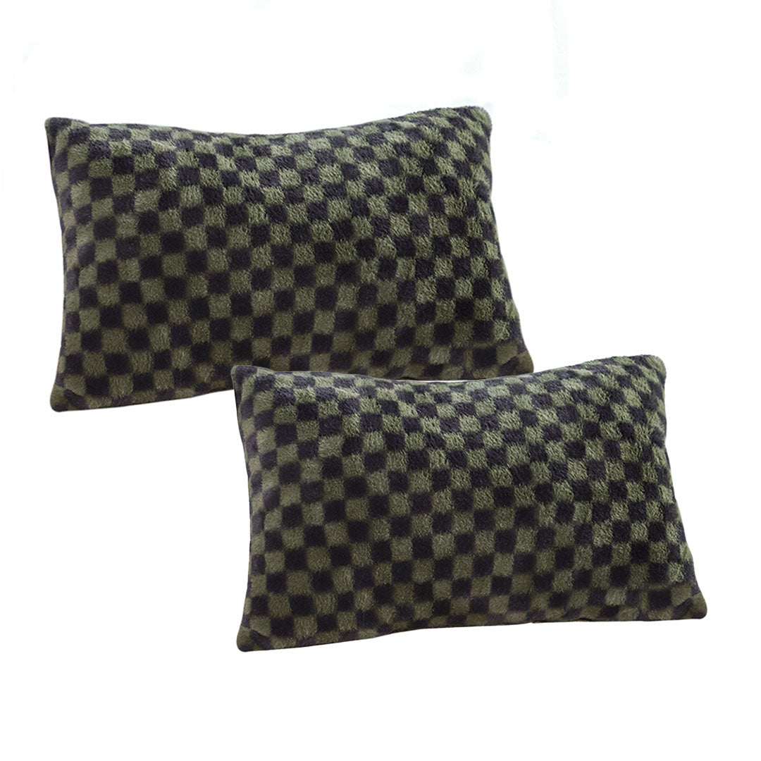 SOGA 2X 30cm Urban Light Luxury Dark Green Checkered Lumbar Throw Pillow • LUZ-FrenchCushion239X2