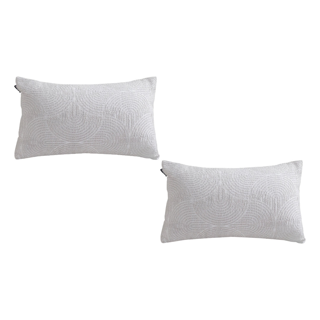 SOGA 2X 35cm Throw Pillow Off White Lumbar Embroidered Decorative Cover Stitch for Home Decor • LUZ-FrenchCushion316X2