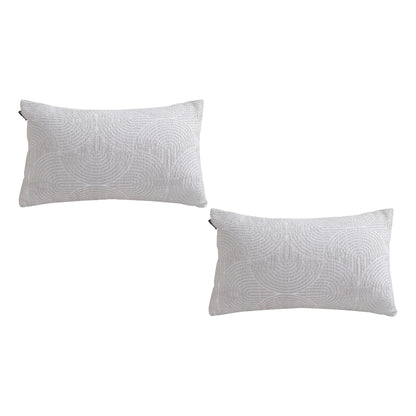 SOGA 2X 35cm Throw Pillow Off White Lumbar Embroidered Decorative Cover Stitch for Home Decor • LUZ-FrenchCushion316X2