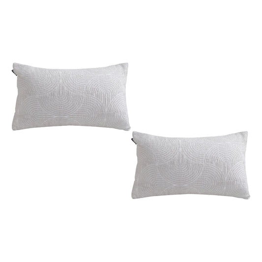 SOGA 2X 35cm Throw Pillow Off White Lumbar Embroidered Decorative Cover Stitch for Home Decor • LUZ-FrenchCushion316X2
