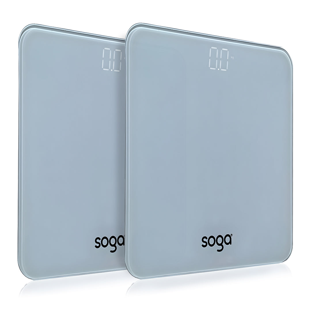 SOGA 2X 180kg Digital Fitness Weight Bathroom Gym Body Glass LCD Electronic Scales White • LUZ-BodyWeightScaleWhiteX2