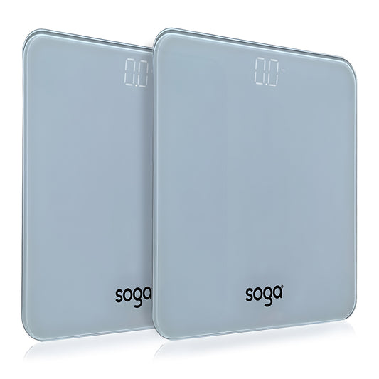 SOGA 2X 180kg Digital Fitness Weight Bathroom Gym Body Glass LCD Electronic Scales White • LUZ-BodyWeightScaleWhiteX2