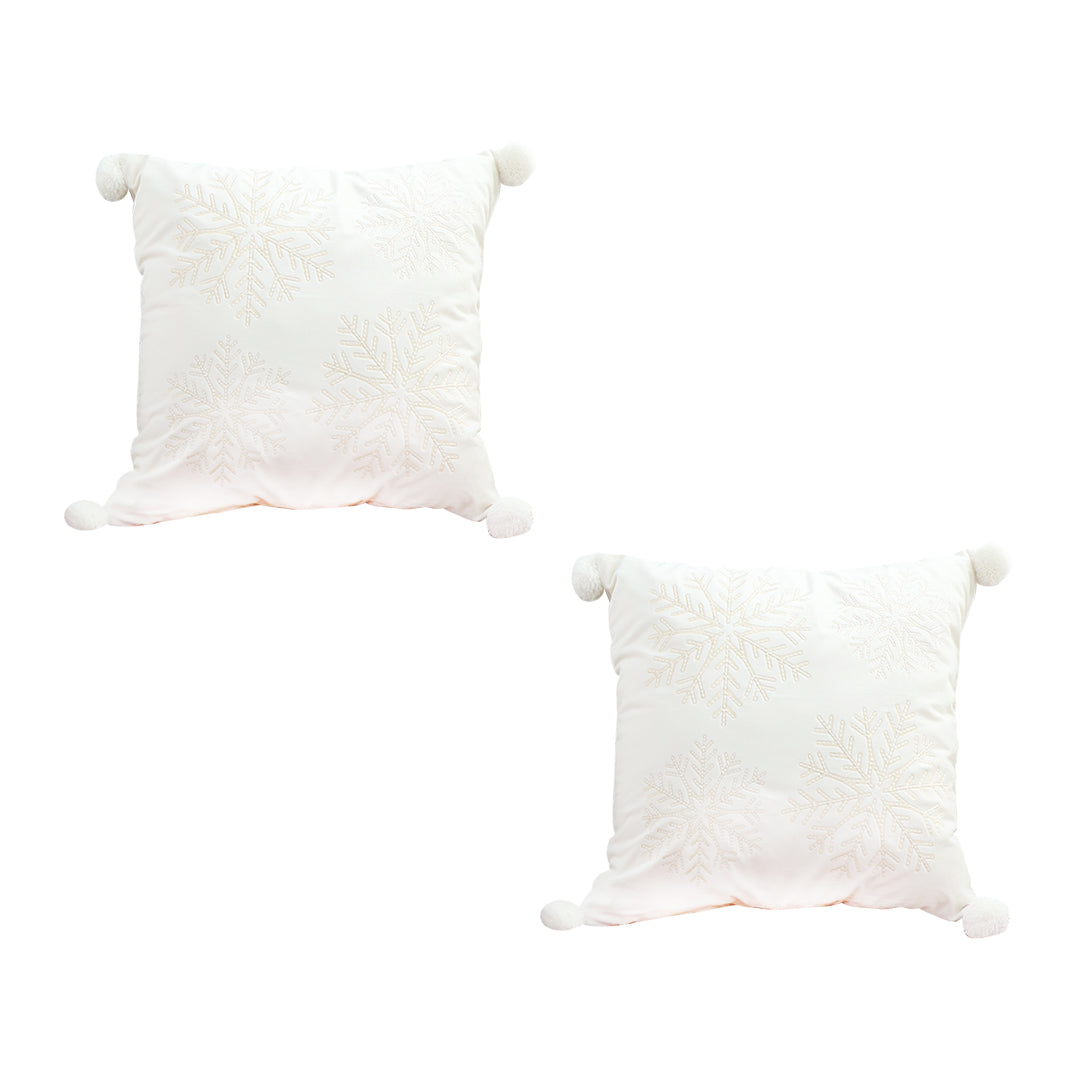 SOGA 2X 45cm Throw Pillow White Soft Plush Cushion Christmas Snowflake Ball Square For festive Holiday • LUZ-FrenchCushion267X2