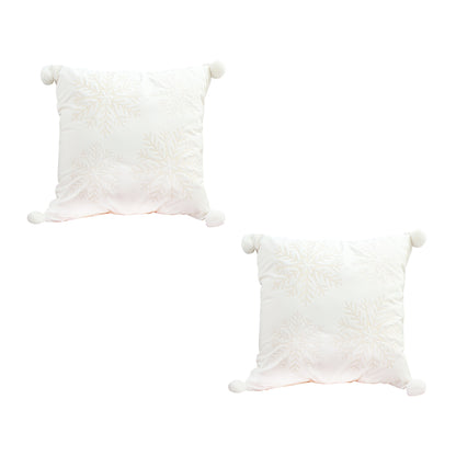 SOGA 2X 45cm Throw Pillow White Soft Plush Cushion Christmas Snowflake Ball Square For festive Holiday • LUZ-FrenchCushion267X2